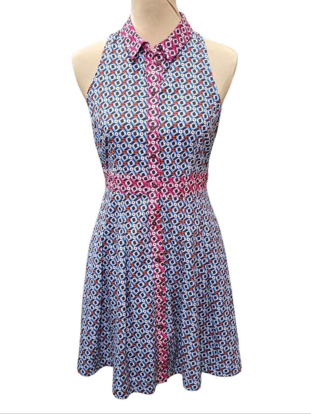 Maeve by Anthropologie Buckley Geometric Fit & Flare Mini Dress Pockets Size 8